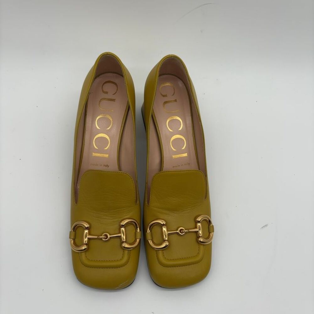Gucci Mustard Yellow Leather Horsebit Loafers - Picture 3 of 6
